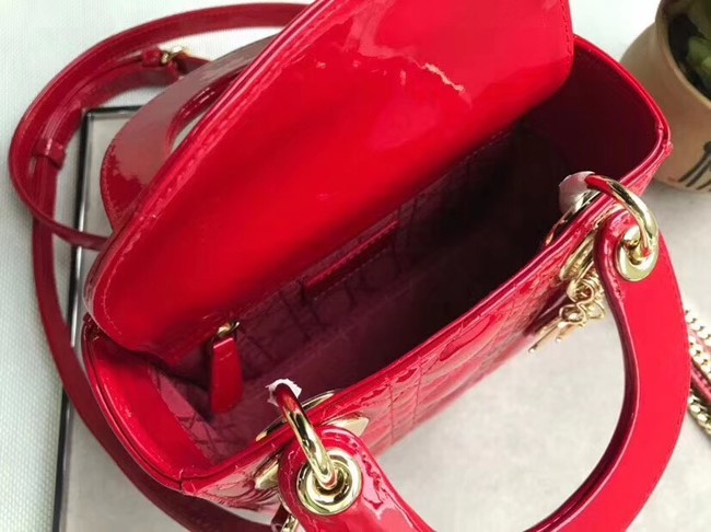 Dior MINI LADY DIOR CALFSKIN BAG M0505O cherry red