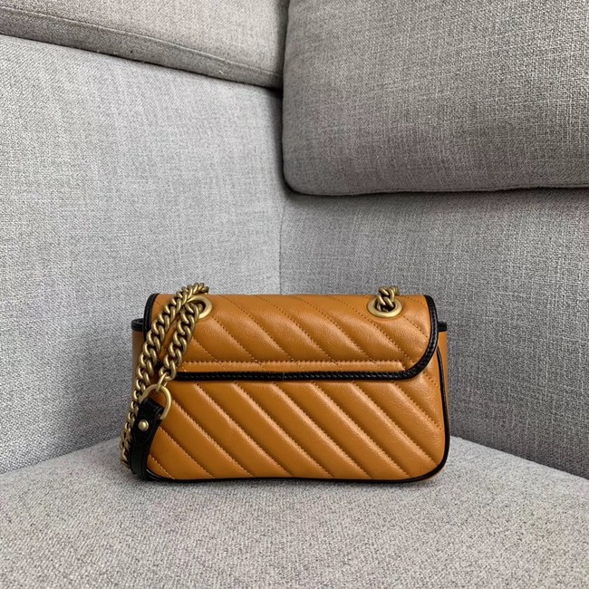 Gucci GG Marmont small shoulder bag 446744 Cognac diagonal