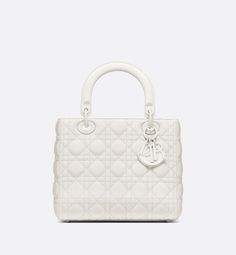 LADY DIOR ULTRA-MATTE MEDIUM BAG M0565IL white