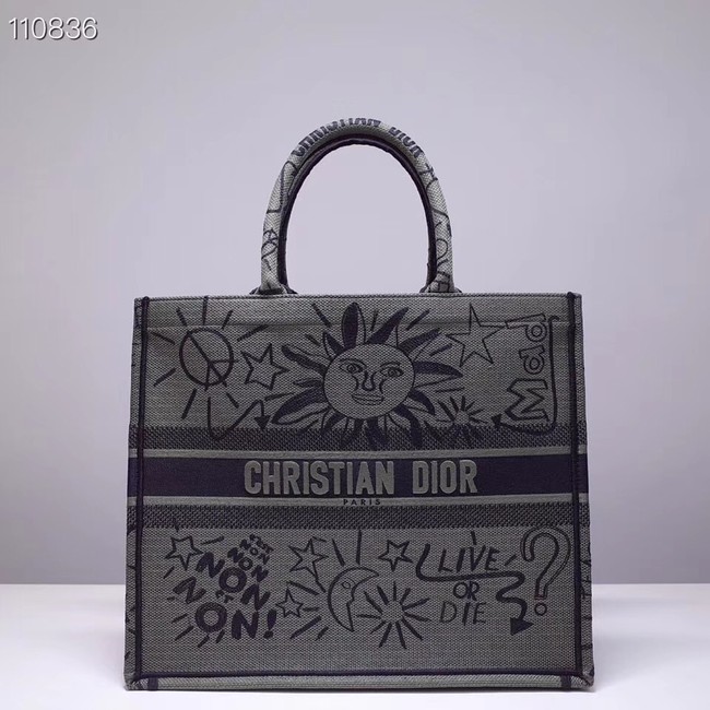 DIOR BOOK TOTE BAG IN EMBROIDERED CANVAS M1286ZJOE