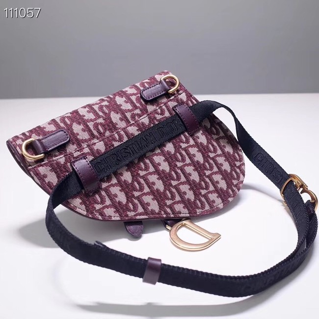 DIOR OBLIQUE SADDLE BELT BAG S5632CTZQ burgundy