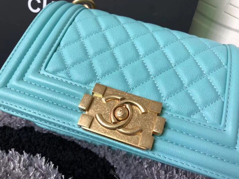 Boy Chanel Flap Shoulder Bag Sheepskin Leather A67085 Blue