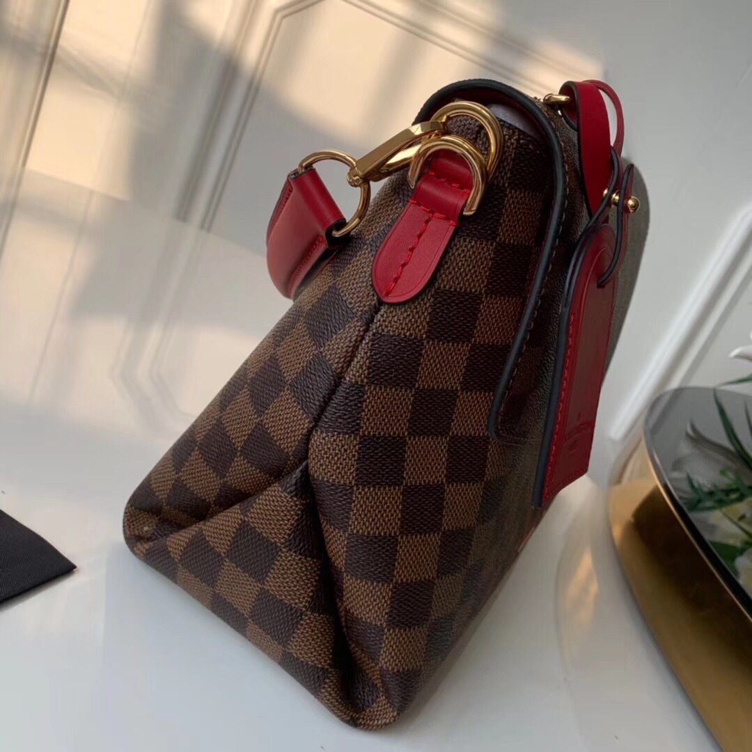 Louis Vuitton Damier Ebene Canvas Original Leather Beaubourg M40176 Red