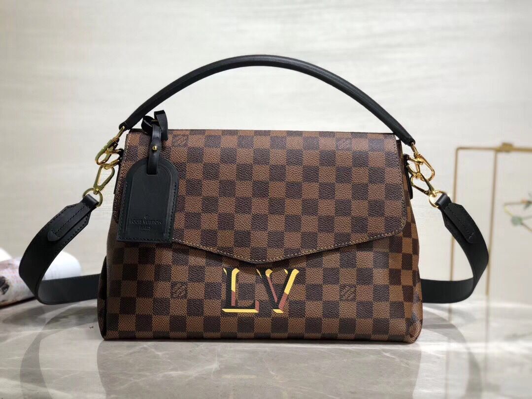 Louis Vuitton Damier Ebene Canvas Original Leather Beaubourg M40177 Black