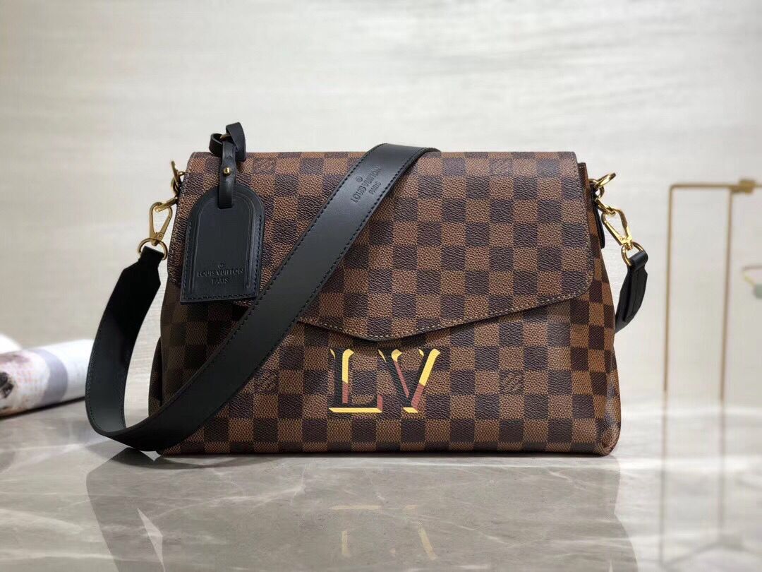 Louis Vuitton Damier Ebene Canvas Original Leather Beaubourg M40177 Black