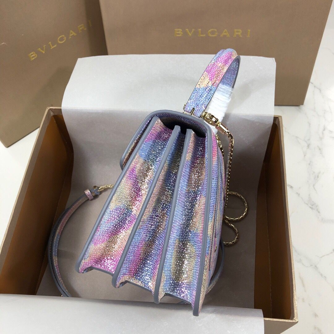 BVLGARI Serpenti Forever Metallic-leather Shoulder Bag 058962 Multicolor&Purple