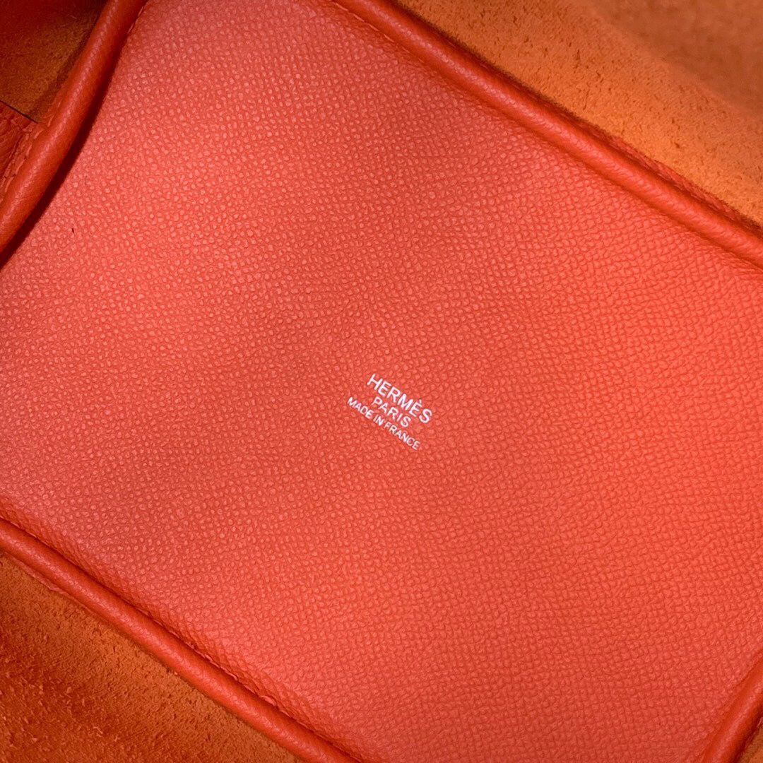 Hermes Picotin Lock PM Taurillon Epsom Leather Orange 9809 Silver