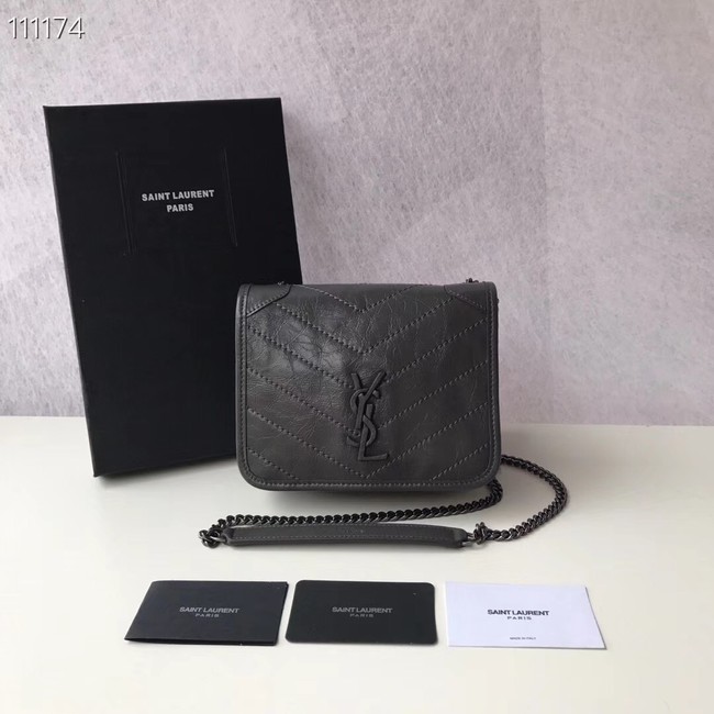 SAINT LAURENT Niki Mini leather shoulder bag 03743 dark grey