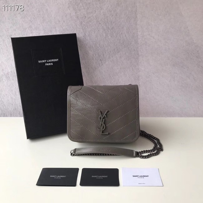 SAINT LAURENT Niki Mini leather shoulder bag 03743 grey