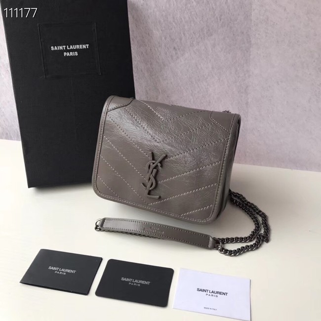 SAINT LAURENT Niki Mini leather shoulder bag 03743 grey