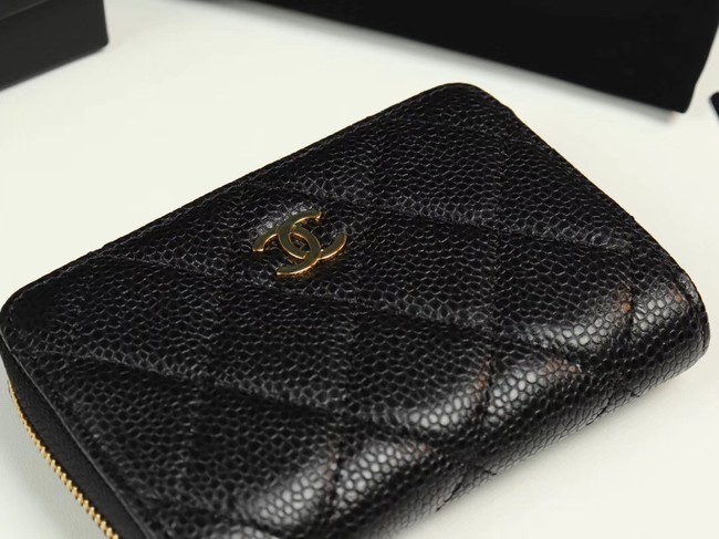 Chanel classic card holder Grained Calfskin & Gold-Tone Metal A69271 black