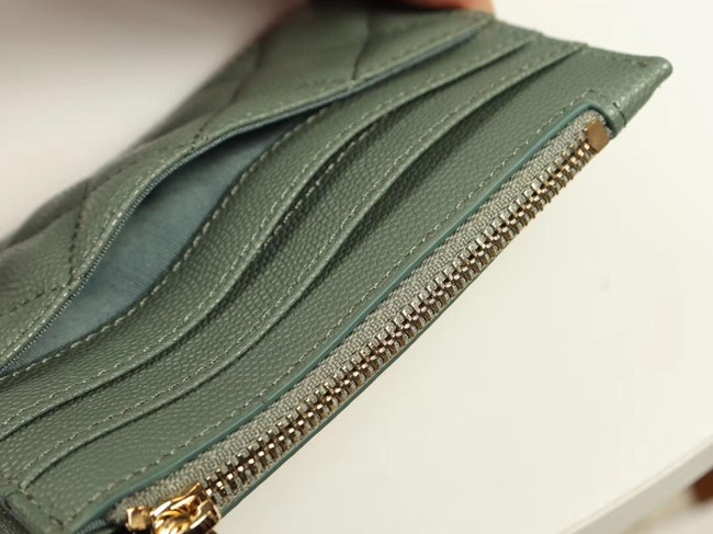 Chanel classic card holder Grained Calfskin & Gold-Tone Metal A84105 green