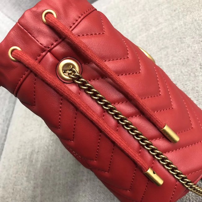 Gucci GG Marmont mini bucket bag 575163 Hibiscus red