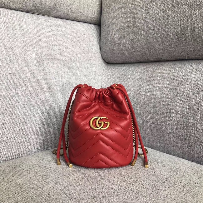 Gucci GG Marmont mini bucket bag 575163 Hibiscus red