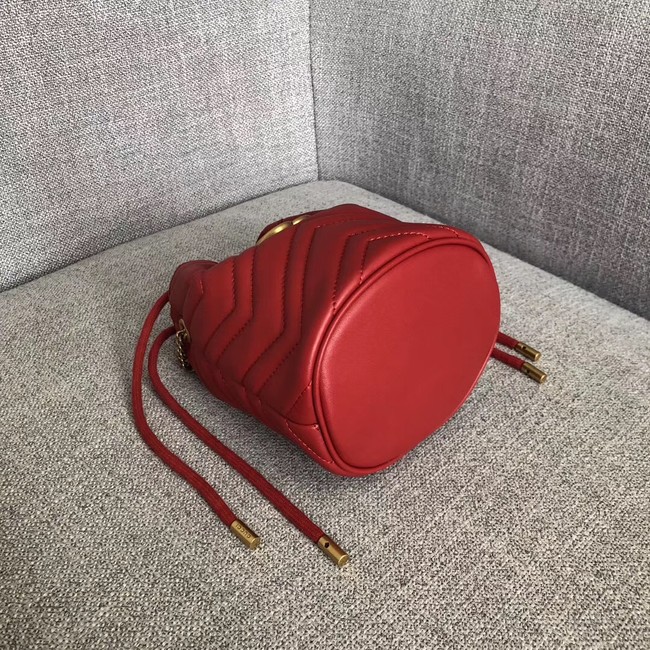 Gucci GG Marmont mini bucket bag 575163 Hibiscus red