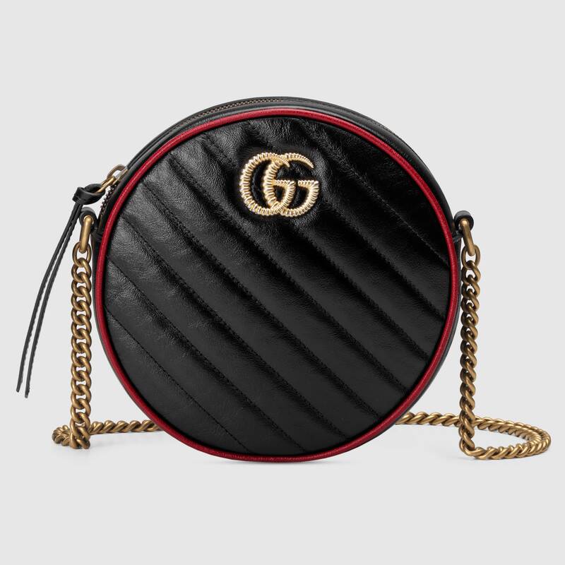 Gucci GG Marmont mini round shoulder bag 550154 black