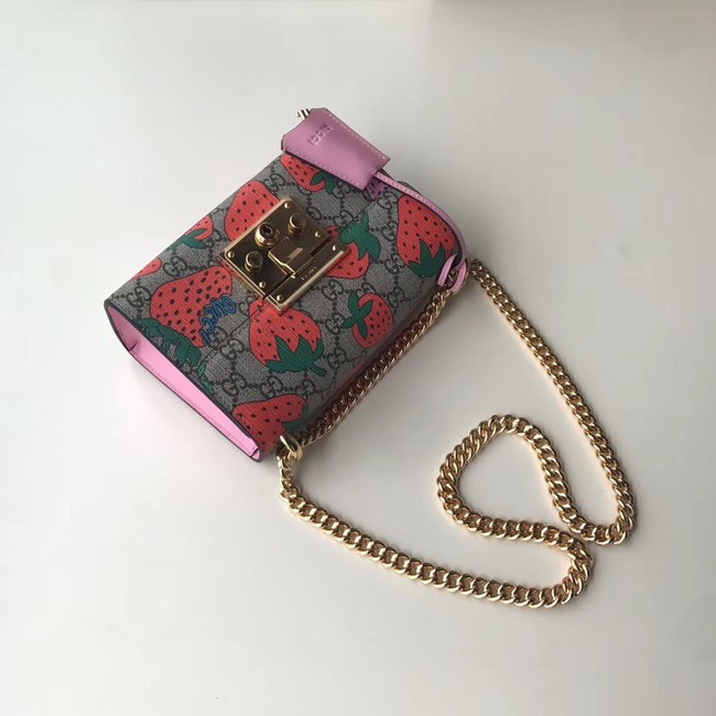 Gucci Padlock GG Strawberry small shoulder bag 409487 Strawberry print