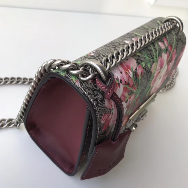 Gucci Padlock GG Supreme Shoulder Bag 409487 Burgundy Blooms