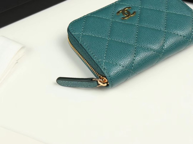 Chanel classic card holder Grained Calfskin & Gold-Tone Metal A69271 green