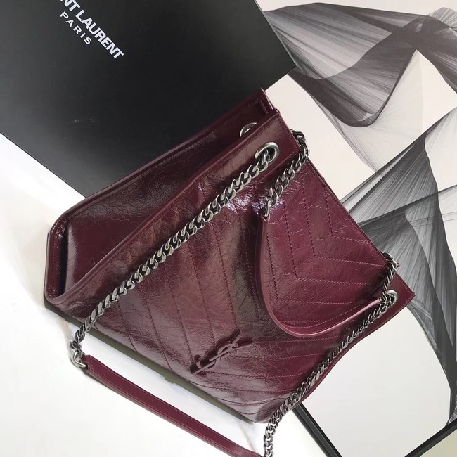 SAINT LAURENT Niki Medium leather shoulder bag 5814 Burgundy