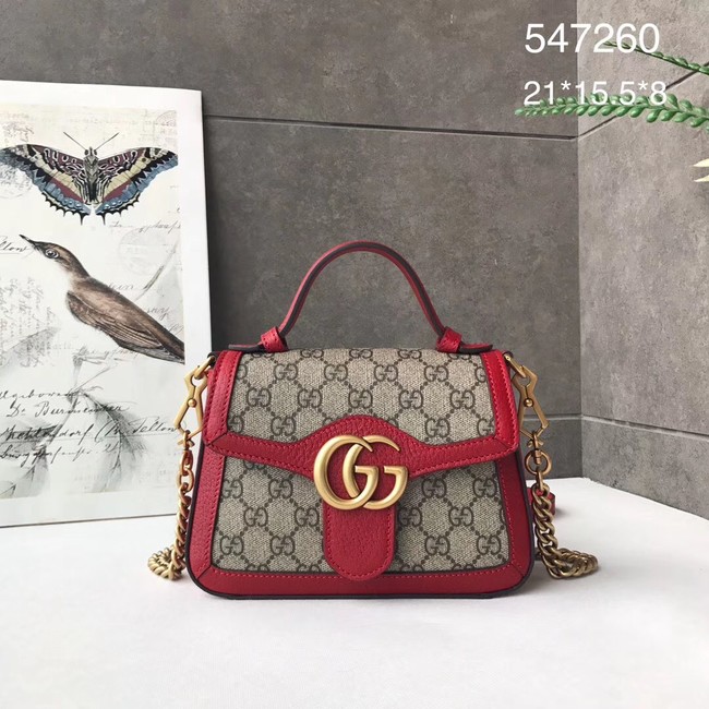 Gucci GG Marmont mini top handle bag 547260 red