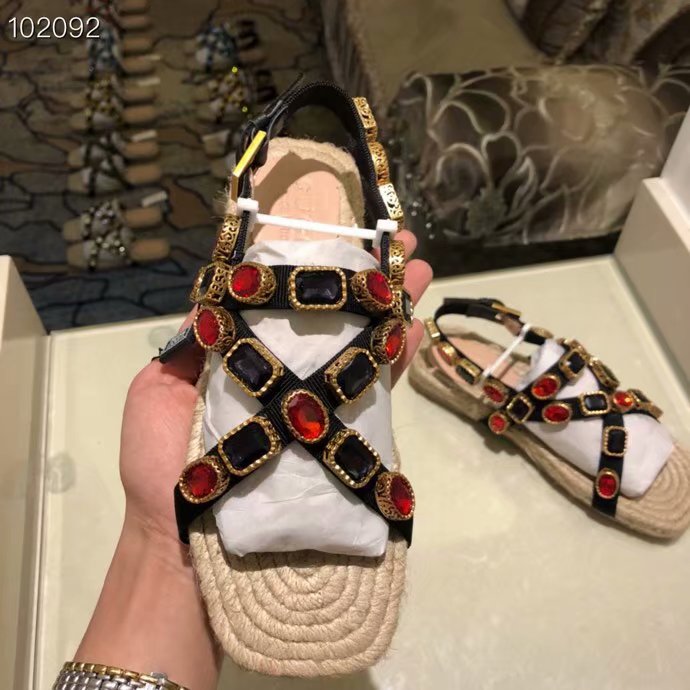 Gucci Grosgrain espadrille sandal with crystals GG1510MHC-1