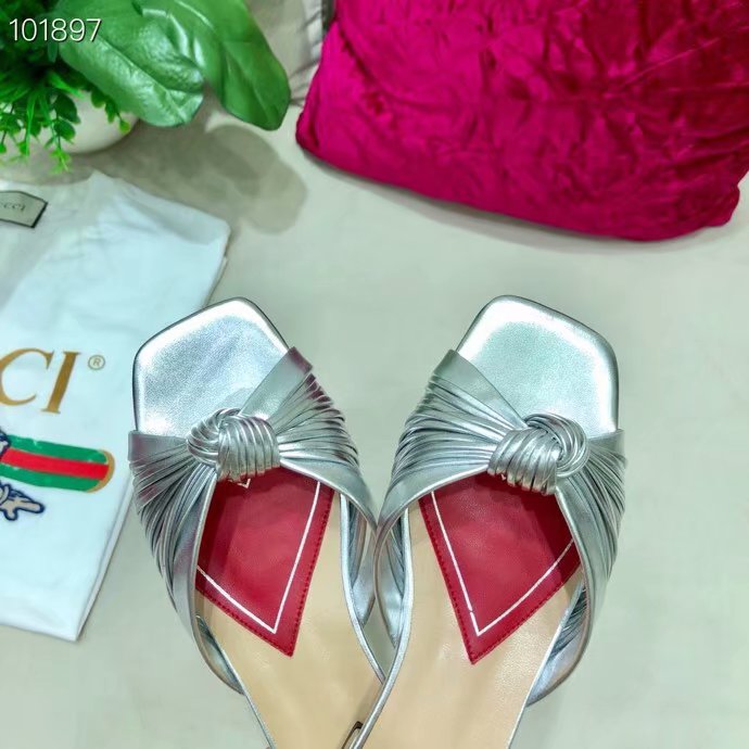 Gucci Metallic leather slide sandal GG1511BL-1