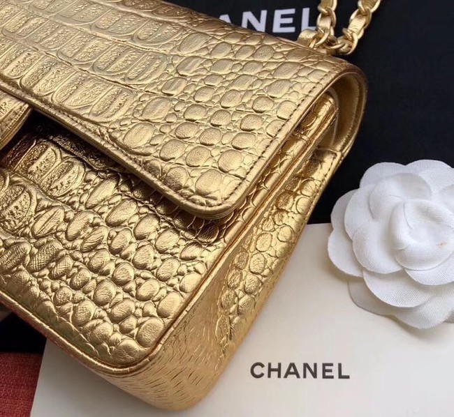 Chanel Classic Handbag Original Alligator & Gold-Tone Metal A01112 gold