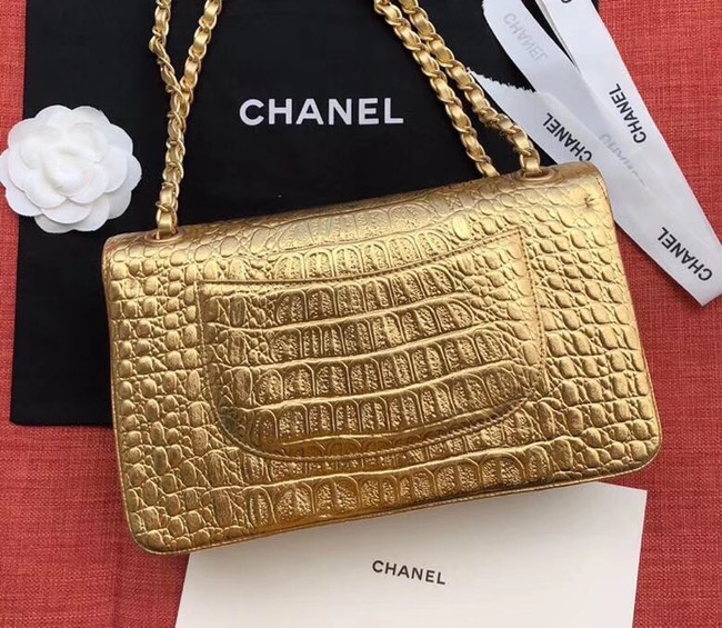 Chanel Classic Handbag Original Alligator & Gold-Tone Metal A01112 gold