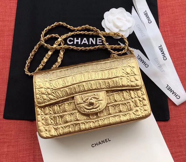 Chanel Classic Handbag Original Alligator & Gold-Tone Metal A01116 gold