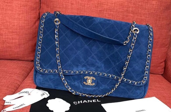 Chanel Flap Shoulder Bags XXL Blue CF1553 Gold