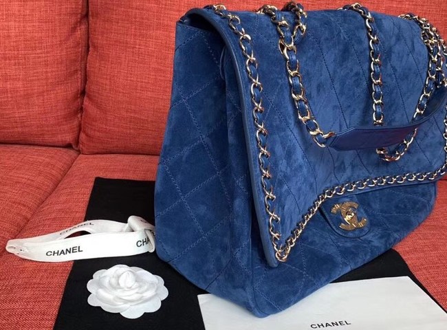 Chanel Flap Shoulder Bags XXL Blue CF1553 Gold