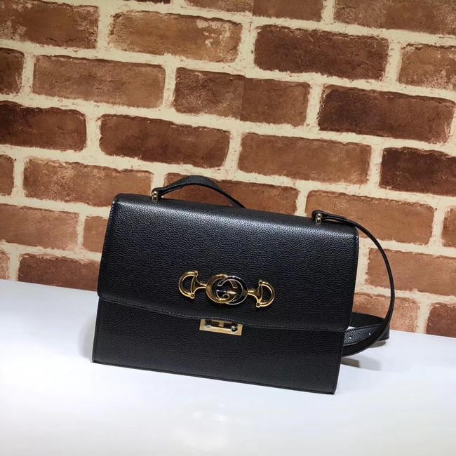 Gucci GG Leather Shoulder Bag 576388 Black