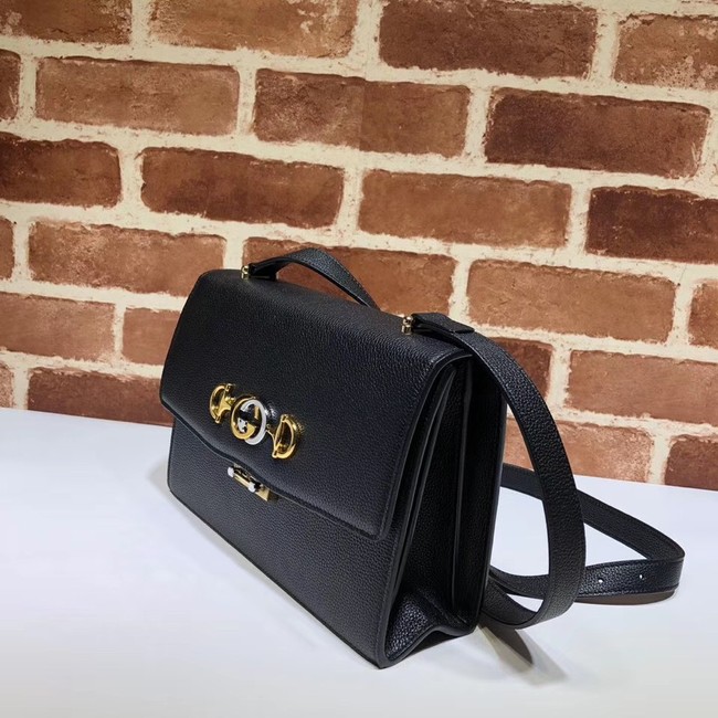 Gucci GG Leather Shoulder Bag 576388 Black