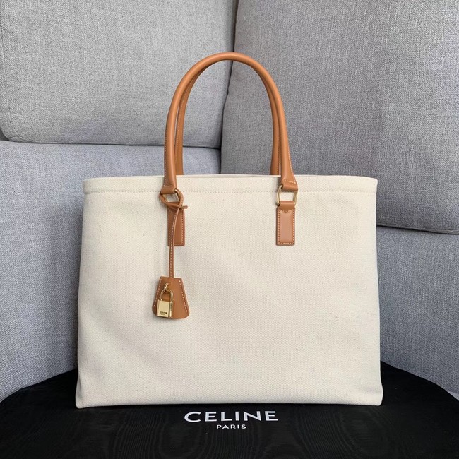 Celine VERTICAL CABAS CELINE IN CANVAS WITH CELINE PRINT AND CALFSKIN 190062