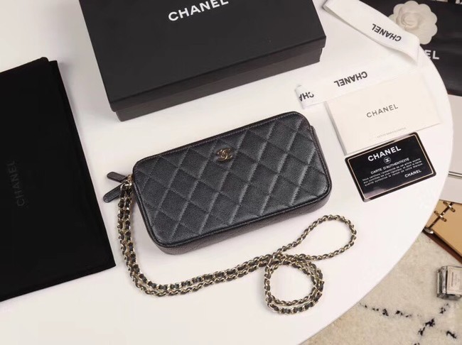 Chanel Calfskin & Gold-Tone Metal A82527 black