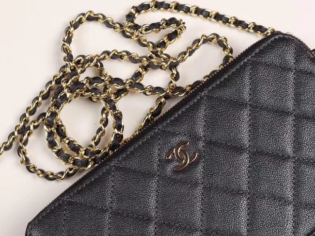 Chanel Calfskin & Gold-Tone Metal A82527 black