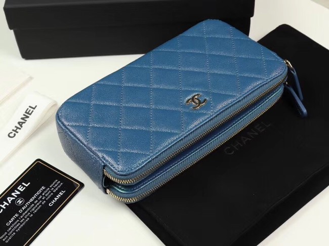 Chanel Calfskin & Gold-Tone Metal A82527 blue