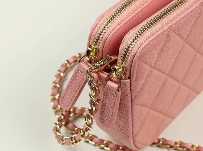 Chanel Calfskin & Gold-Tone Metal A82527 pink