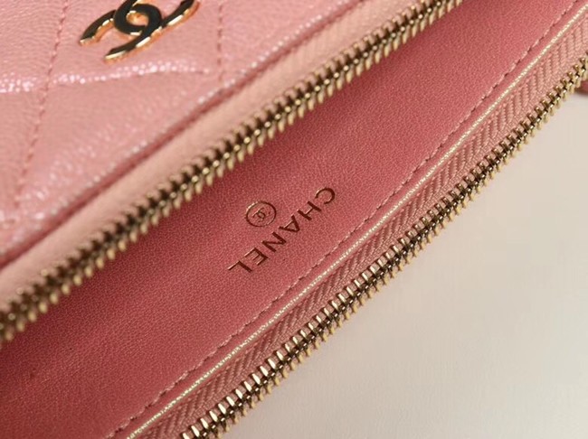 Chanel Calfskin & Gold-Tone Metal A82527 pink