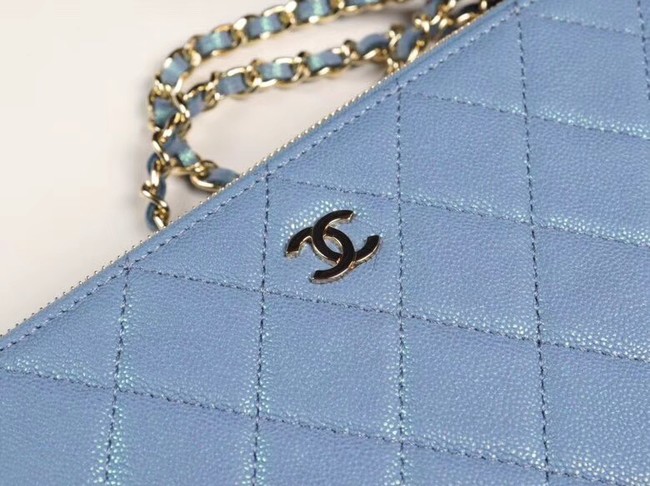 Chanel Calfskin & Gold-Tone Metal A82527 sky blue