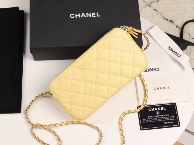 Chanel Calfskin & Gold-Tone Metal A82527 yellow