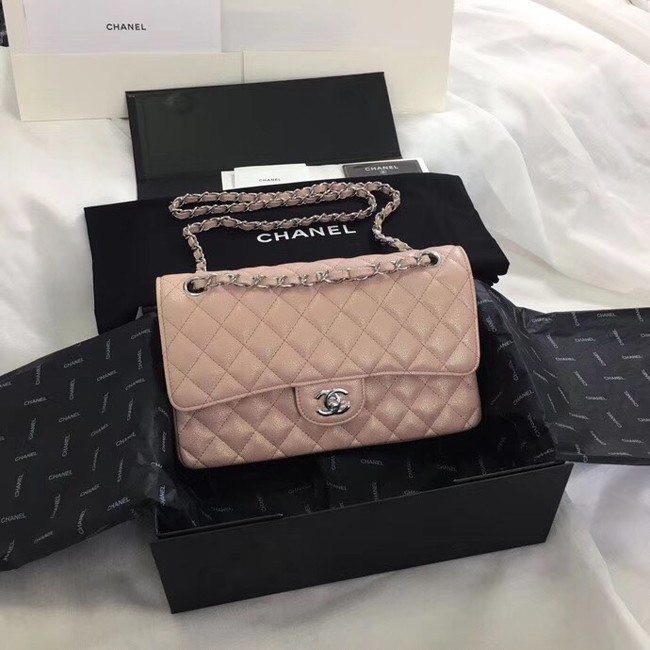 Chanel Calfskin & Silver-Tone Metal A01112 nude