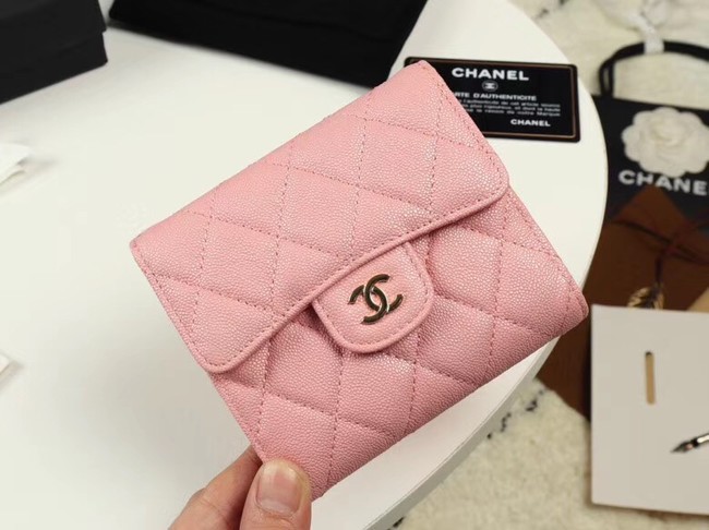 Chanel Calfskin Leather Card packet & Gold-Tone Metal A82288 pink