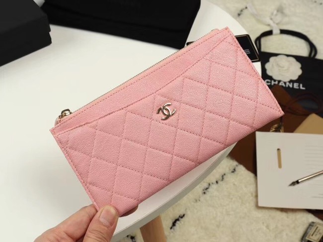 Chanel Calfskin Leather & Gold-Tone Metal A84107 light pink