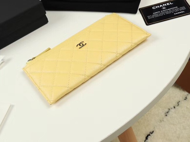 Chanel Calfskin Leather & Gold-Tone Metal A84107 yellow