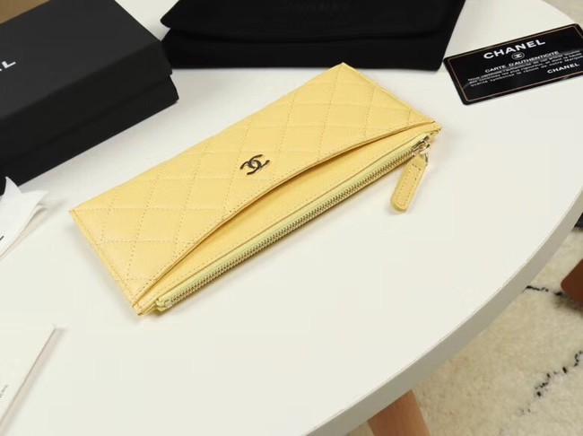 Chanel Calfskin Leather & Gold-Tone Metal A84107 yellow