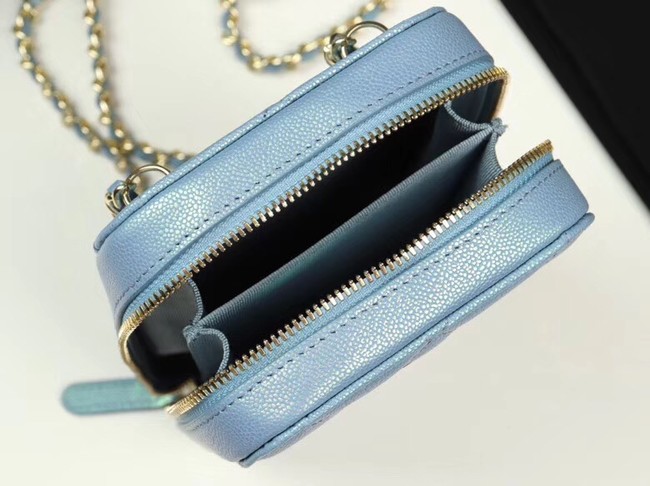 Chanel Grained Calfskin & Gold-Tone Metal A70655 sky blue