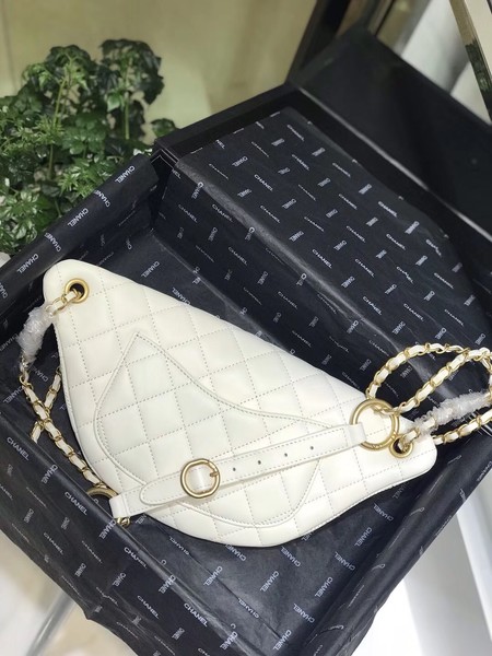 Chanel Original Leather Pearl Belt Bag C2039 white