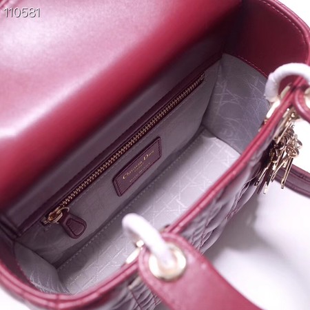 Dior lucky badges Original sheepskin Tote Bag A88035 burgundy